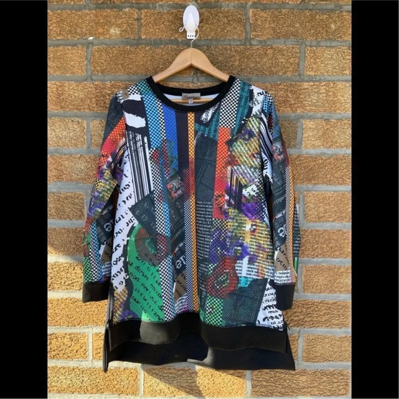 lynn ritchie silver graphic top size medium - Picture 1 of 8
